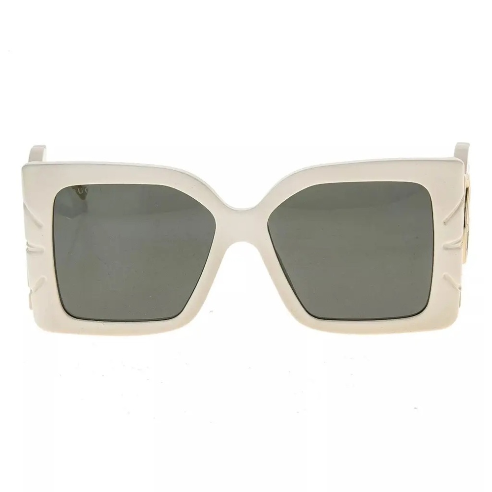 GUCCI 0535 Gold White Leaf Oversized Mask Fashion Sunglasses - Picture 5 of 7